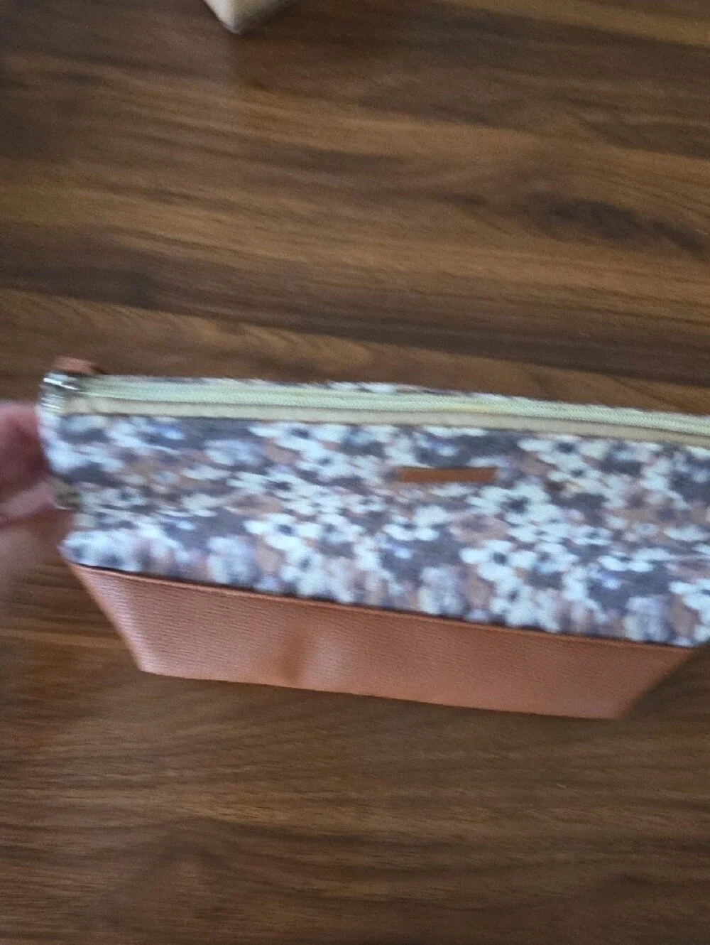 Lucky Brand Floral Cosmetic Pouch in White, Brown and Tan